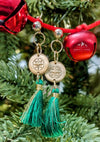 Compass Gold and Green Tassel Earrings