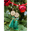 Compass Gold and Green Tassel Earrings